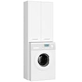 AKORD | Columna de Pared para empotrar Lavadora | Mueble Alto con 2 Puertas | Mueble contenedor de baño | CajoNero para Lavadora | 64x180x30 cm | Peso 30 kg | Blanco