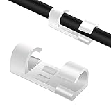 Olakin Grapas de Pared para Cable, Organizador de Cables con Adhesivo, 20 Clips de Cable para Oficina, Casa, TV, USB, Coche y Taller(Blanco)