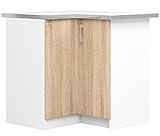 ADGO Lima S90/90 - Armario de cocina esquinero con encimera, color blanco y plateado