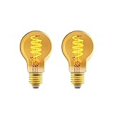 Amazon Basics Bombilla LED E27 vintage, cristal ámbar retro, A60, 4 W (equivalente a 25 W), paquete de 2, luz ultracálida de 1800 K para decoración