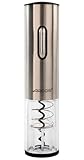 ARCOS Sacacorchos Eléctrico en ABS con Batería Interna Recargable. Abrebotellas Eléctrico Moderno y Elegante en Estuche. Color Plata