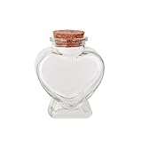 Botella de vidrio en forma de corazón con tapón de corcho, botellas de vidrio decorativas con tapa de corcho, mini botella de deseos de luna de miel, tarro de recuerdo de arena, regalos para