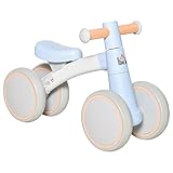 HOMCOM Bicicleta sin Pedales para Niños de 1-3 Años Bicicleta de Equilibrio con 4 Ruedas Ligeras Correpasillos Infantil 60x24x37 cm Azul