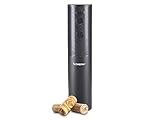 BEPER P102ACP101 Sacacorchos eléctrico para vino, 20W, Abrebotellas eléctrico recargable con cable USB, Cortacápsulas incluido, Luz LED, Abre 50 botellas con una carga, Negro