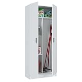 Habitdesign Armario Multiusos, Escobero 2 Puertas 3 Estantes, 180x73x37 (AltoxAnchoxFondo - en cm), Color Blanco Mate