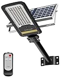 Farolas Solares Exterior, Luz Exterior Solar 6500K 84LEDs,IP67 Luces solares led exterior jardin con placas solares,Focos led exterior solares Soporte Control Remoto,para el Jardín/Camino/Entrada