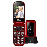 Teléfono Móvil para Personas Mayores Teclas Grandes con Tapa para Ancianos con SOS Botones, Pantalla de 2,4+1.77 Pulgadas Base Cargadora