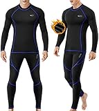 Ropa Interior Térmica Hombre, Camiseta Térmica Hombre Deportes Ropa Interior Funcional Conjuntos Térmicos Termo Invierno Otoño con muy elástica para Running Esquí Montaña Ciclismo Fitness Negro M