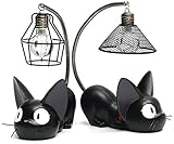 ZSNB 2 piezas de figuras de gatos de servicio de entrega de Kiki, gatos negros de Studio Ghibli Miyazaki con lámpara de noche figura de acción juguetes for niños regalo for decoración del jardín del h
