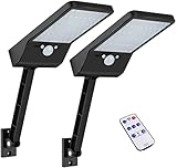 Luces solares al aire libre, Super brillante 48 LEDs, IP65 impermeable con control remoto, luces solares del sensor de movimiento con 3 modos para el jardín, camino, entrada (2PACK)