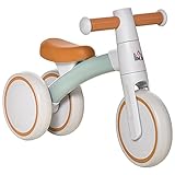 HOMCOM Bicicleta sin Pedales para Niños de 1-3 Años Bicicleta de Equilibrio con 3 Ruedas Silenciosas Correpasillos Triciclo de Bebé 60x24x37 cm Marrón