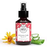 Catly Spray Desinfectante y Cicatrizante para Gatos - Spray Relajante para Gatos - Protección contra Infecciones, Irritaciones y Heridas en la Piel de los Gatos - con Aloe Vera y Árnica - 100 ml