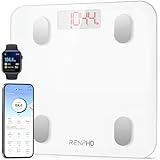 RENPHO Bascula Grasa Corporal y Muscular, Digital Bascula de Baño con App, Bluetooth Balanza Inteligente Peso Baño, 13 Mediciónes de Peso IMC Visceral e Muscular, Fitness, Blanco, Elis 1