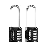 Grifema GA1002 - Candados de seguridad, 4 Digitos, 2 Piezas, Grillete Largo, Negro