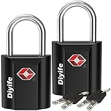 Candados de Equipaje, [2 Piezas-con 4 Llaves] Diyife Candado Taquillas, Candado Maleta Viaje con Llave, Candados Mochila, Candados Maleta, para Maletas, Mochila, Equipaje, Cerraduras (Negro)