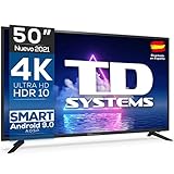 TD Systems K50DLG12US - Televisores Smart TV 50 Pulgadas 4k UHD Android 9.0 y HBBTV, 1500 PCI Hz, 3X HDMI, 2X USB. DVB-T2/C/S2, Modo Hotel. Televisiones