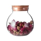 Frascos de vidrio transparente de té con corcho de madera Tarro de vidrio redondo para almacenamiento de Botella ecológica decorativa 500ml (17 onzas líquidas)