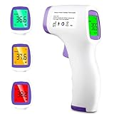 Termómetro Infrarrojo sin Contacto, Termómetro Digital de Frente con Pantalla LCD, Alarma de Fiebre, 50 Grupos de Datos, para Bebés, Adultos, Cocina - Medición Precisa de Temperatura