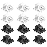 60 clips piezas Adhesivo cable, hilo FineGood cable clip plástico organizadores de cables de gestión de almacenamiento para Home Office - negro, blanco