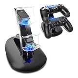 AMANKA Dual USB Dock Station Stand for Playstation 4 Sony PS4 Controller Black with LED light Indicators