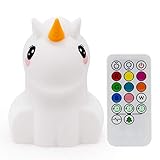 Tekemai Grande Talla luz nocturna, Lámpara de Noche - portátily USB recargable - lámpara infantil LED multicolor con mando - Brillo y Color Ajustable, regalo - Grande Unicornio (Control remoto + Touch Dimm)