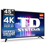 TD Systems K45DLJ12US - Televisores Smart TV 45 Pulgadas 4k UHD, Android 9.0 y HBBTV, 1300 PCI Hz, 3X HDMI, 2X USB. DVB-T2/C/S2, Modo Hotel. Televisiones