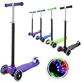 OUTCAMER Patinete Niño 3 a 12 Años Patinete 3 Ruedas con Led Luces Manillar Altura Ajustable 68-86cm para Niños y Niña Juegos Deportivos Scooter con Freno Posterior Monopatin Tres Ruedas Máxima 50 KG