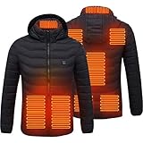 BST&BAO Chaqueta calefactable, Chaquetas calefactadas Impermeables con Chaqueta calefactada de 8 Zonas Chaqueta con Capucha eléctrica USB Chaqueta de Invierno Abrigo