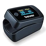 Beurer PO 45 Pulsioxímetro, medición de la saturación de oxígeno (SpO2), la frecuencia cardíaca (pulso) y el índice de perfusión (PI), uso indoloro, pantalla en color