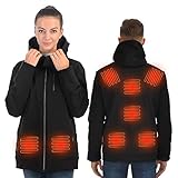 Anoopsyche Chaqueta Calefactable para Hombre y Mujer, Chamarra recargable USB con 8 elementos calefactores, Abrigo calefactora con ajuste de temperatura de 3 niveles, Apto para deportes al aire libre