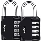 Diyife Candado De Combinación, [Paquete De 2] Cerradura De Impermeable Combinación De 4 Dígitos, Candado para El Casillero del Gimnasio Escolar, Caja De Herramientas,Cerca, Cerrojo, Etc. (Negro)