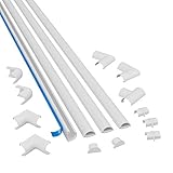 D-Line Micro+ 2010KIT001, Canaletas adhesivas de PVC para cables, Multipack de 4 piezas (20x10 mm) de 1 metro de longitud en color blanco, Solución para organizar, proteger y cubrir cables