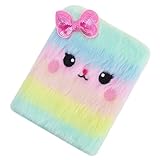 Cuaderno de felpa - Material de felpa | Diario de cuaderno de gato de dibujos animados | Lindos artículos de papelería con animales de peluche para niños y adultos | Suministros de escritura par