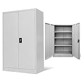 Tidyard Armario Archivador de Oficina Armario Metalico Armario de Oficina Mueble Archivador Mueble de Oficina Acero con 2 Puertas y 3 Estantes Ajustables Carga Máxima por Estante 30kg 90x40x140cm Gris