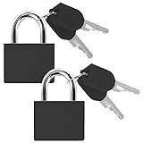 Candados Maletas con Llaves - LeFeirr Mini Candados de Llave para Equipaje de Viajes Gimnasio Locker, Paquete de 2, Negro