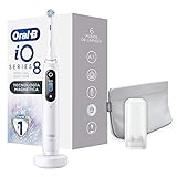 Oral-B iO 8 Cepillo de Dientes Eléctrico con Mango Recargable, Tecnología Magnética de Braun, 1 Cabezal de Recambio, Pantalla a Color, Cargador y Funda de Viaje Premium - Blanco, Edición Especial