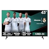 Hisense 43E6NT - UHD 4K,VIDAA Smart TV, 43 Pulgadas, Dolby Vision, Modo Juego Plus, DTS Virtual X, Control por Voz televisor, Doble Control de Volumen, Auto ordenación Canales TDT Nuevo 2024