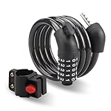 Candado Bicicleta - Candado Moto - Candado Bicicleta Antirrobo - Candado Bici - Longitud del Candado 105 cm - Diámetro del Cable de Acero de 10 mm - Candado con Combinación Numérica de 5 Dígitos