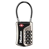 Master Lock 4697EURDNKL Candado para Equipaje Aprobado por la TSA con Combinación, Níquel, 9.3 x 3.6 x 1.5 cm