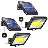 Luz Solar Exterior, 2 Paquetes Focos LED Exterior Solares con Sensor de Movimiento Lampara Solar Exterior 120° lluminación IP65 Impermeable Potentes Lampara Solar Exterior para Jardin Garaje Terraza