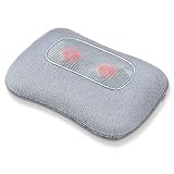 Beurer MG 145 Almohada de masaje Shiatsu con función calor para relajar la musculatura, extra suave y confortable, 4 cabezales de masaje rotatorios, funda lavable, 12 W, Gris