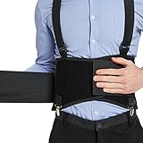 Faja lumbar con tirantes y clips para los pantalones de quita y pon - Ajustable, ligera y transpirable - Para el trabajo o para mejorar la postura - Neotech Care (Negro, XL)