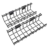 KD Essentials – Bandeja para cables de metal, paquete de 2 unidades (instalación bajo mesa o en pared, atornillable; permite esconder los cables, fuentes de alimentación y regletas de enchufes; negro)