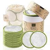Discos Desmaquillantes Reutilizables Greenzla (20pcs) con bolsa de lavandería lavable y caja redonda para guardarlas, algodón de bambú orgánico, Algodones desmaquillantes reutilizables ecológicas