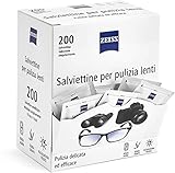 Zeiss Toallitas desechables para lentes – para todos los tipos de lentes, para gafas, cámaras y smartphones, sin arañazos y manchas, secado rápido, 200 unidades envasadas individualmente