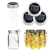 ALED LIGHT 3 Pack Luz de Tarro de Albañil Solar Cálido Blanco 2 Metros 20 Lámparas LED de Plata de Hadas Casquillo de la Luz para Vidrio Tarro de Albañil Colgante Linterna Jardín Luz Decorativa