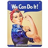 NOSTALGIC Cartel de Chapa Retro USA – We Can do it – Idea de Regalo para la Cocina, metálico, Diseño Vintage para decoración Pared, 15 x 20 cm