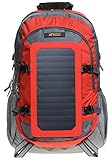 XTPower® SP507BL 6,5 W Mochila Solar en Gris Rojo - Bolsa Solar de Nailon - Mochila Deportiva con función de Carga Solar Desmontable - Panel Solar Integrado con 1x USB 5 V 1 A