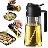 TrendPlain Pulverizador Aceite Spray 470ml - 2 en 1 Spray Aceite Cocina, Dispensadora para Freidora de Aire, Ensaladas, Vinagre y Accesorios Cocina - Negro