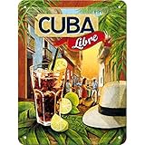 Nostalgic-Art Cartel de Chapa Retro Cuba Libre – Idea de Regalo como Accesorio de Bar, metálico, Diseño Vintage para decoración Pared, 15x20x0.2 cm